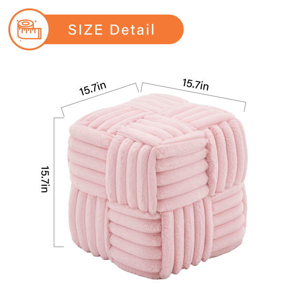 Pink Corduroy Square Ottoman