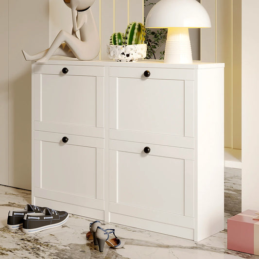 Freestanding Shoe Storage Cabinet with Adjustable Shelf & Anti-Tipping Device