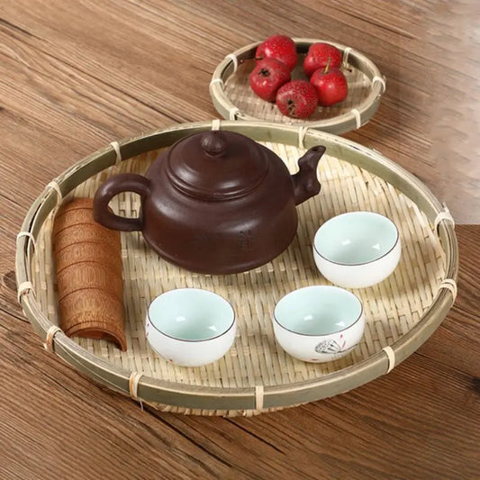 Bamboo Basket Woven Kitchen Storage Tray