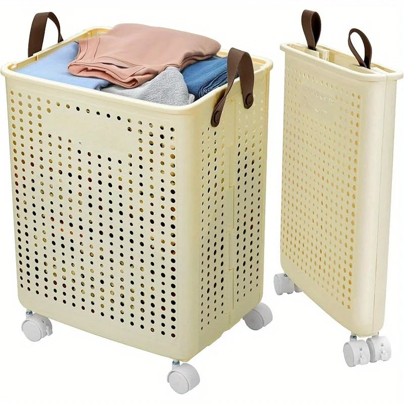 Foldable Laundry Basket with Wheels