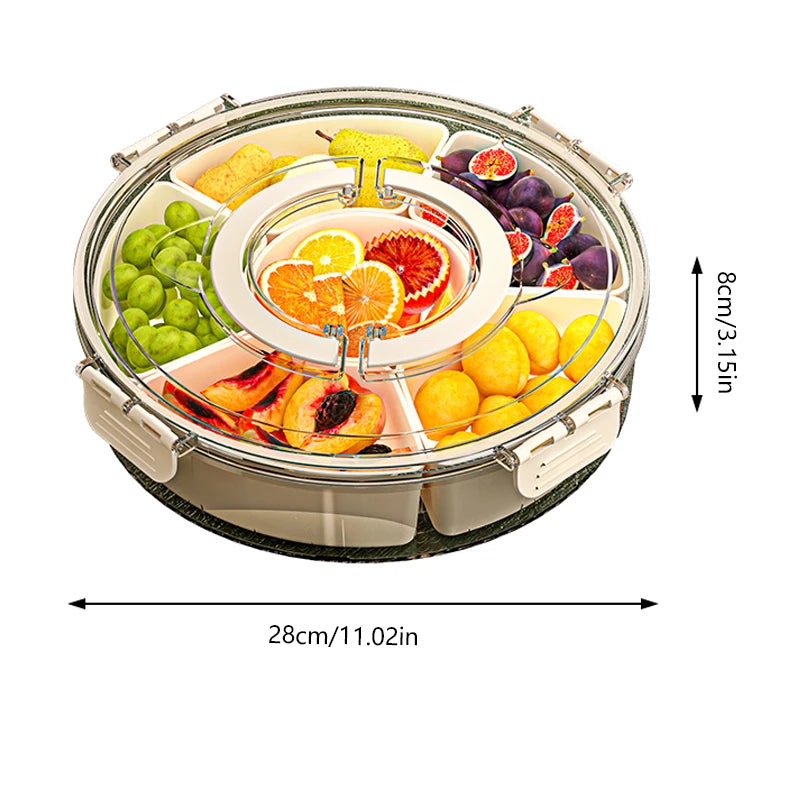 Multi Compartment Clear Divided Rotating Serving Tray