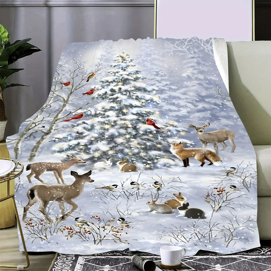 Ultra-Soft Throw Blanket with Christmas Design
