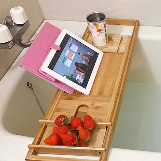 Bamboo Bathtub Expandable Holder Rack
