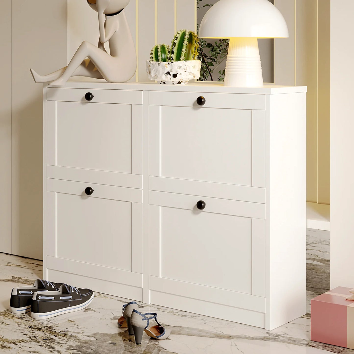 Freestanding Shoe Storage Cabinet with Adjustable Shelf & Anti-Tipping Device