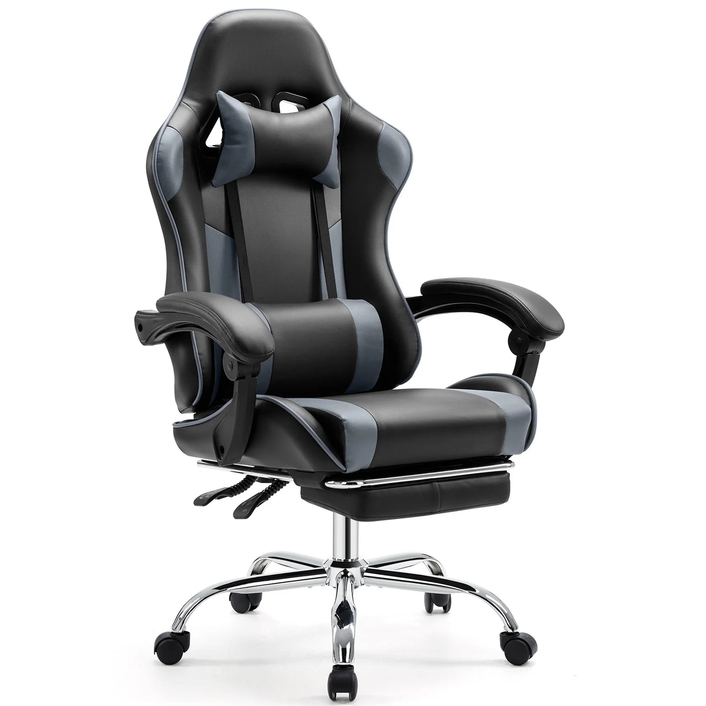 Ergonomic Office and Gaming Chair Adjustable Swivel PU Leather with Headrest and Lumbar Support