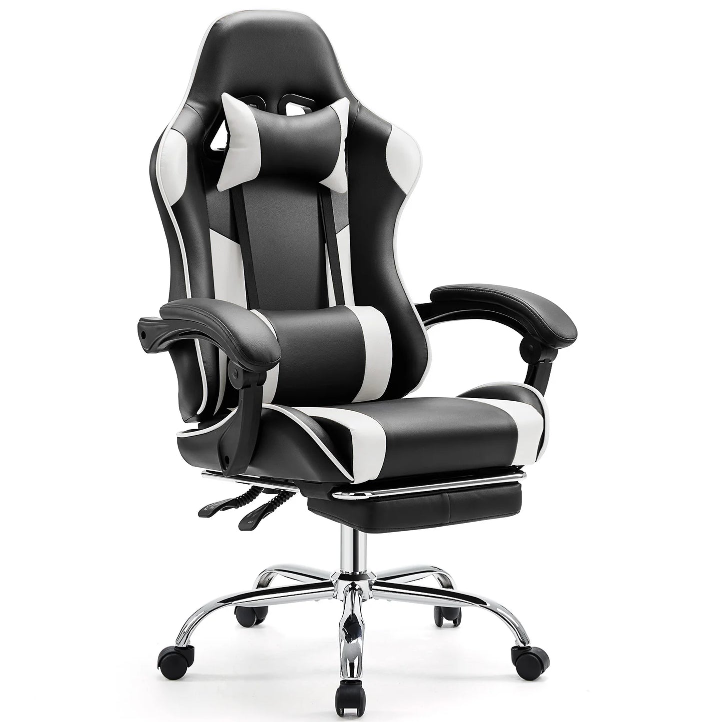 Ergonomic Office and Gaming Chair Adjustable Swivel PU Leather with Headrest and Lumbar Support