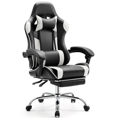 Ergonomic Office and Gaming Chair Adjustable Swivel PU Leather with Headrest and Lumbar Support