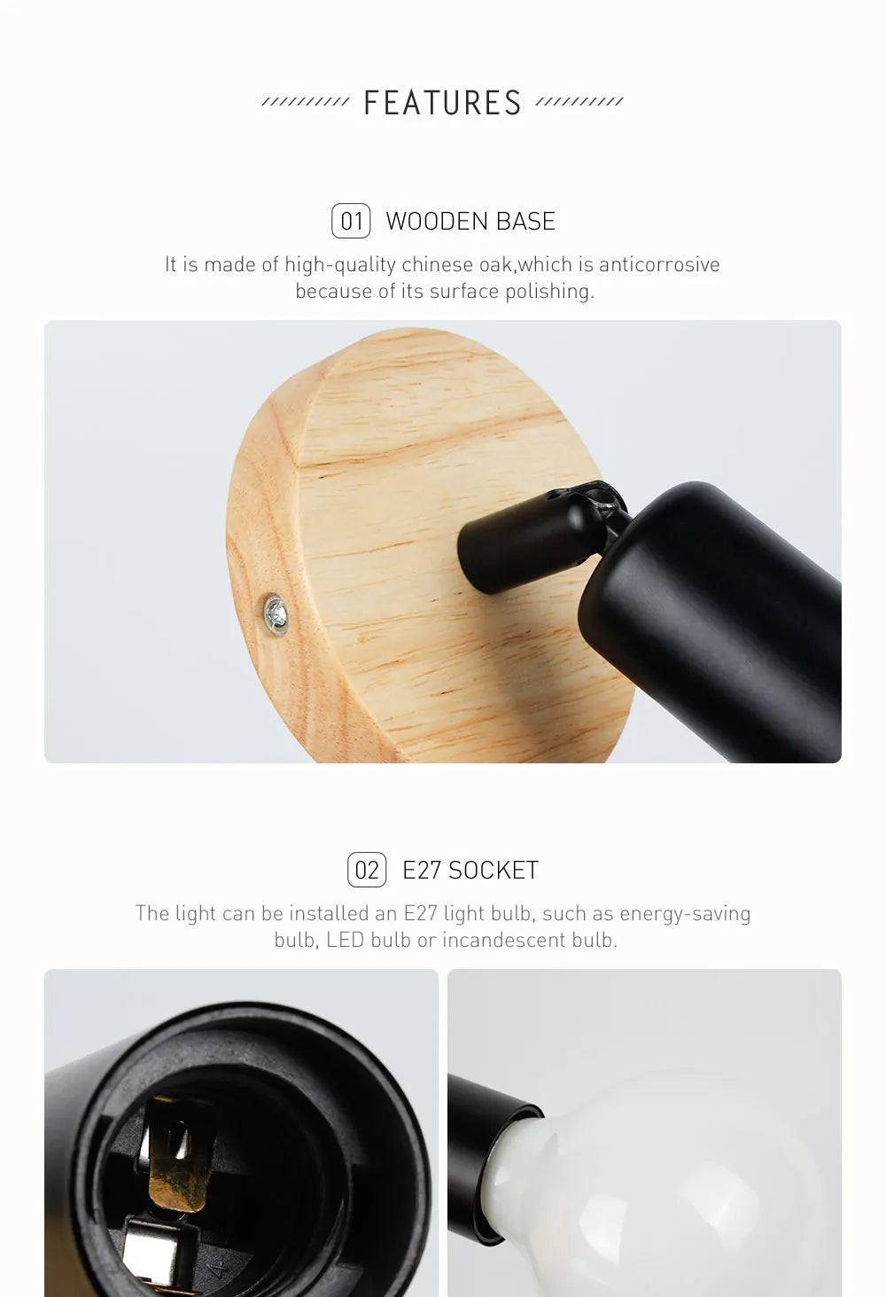 Modern Wood LED Wall Lamp