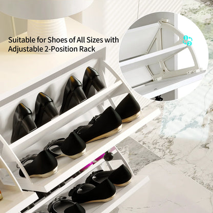 Freestanding Shoe Storage Cabinet with Adjustable Shelf & Anti-Tipping Device