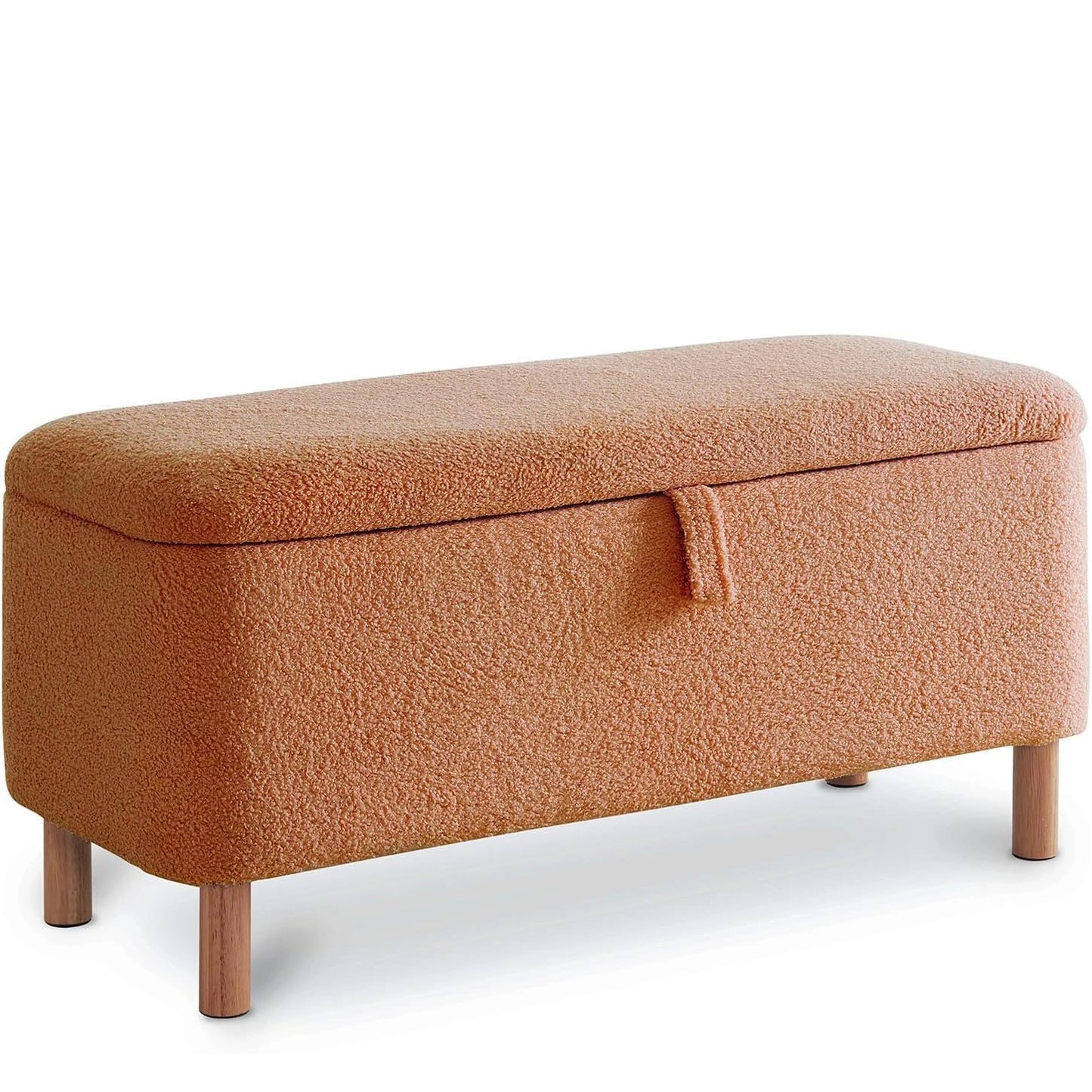 39.5" Boucle Storage Ottoman Bench