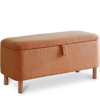 39.5" Boucle Storage Ottoman Bench
