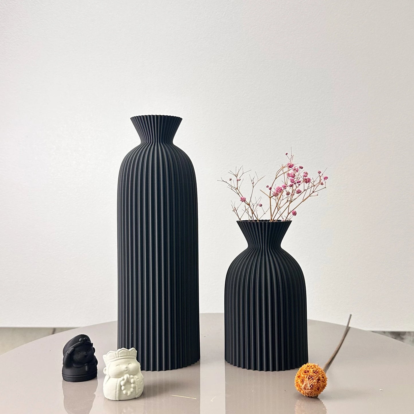 2-Piece Set of Wavy Pattern Art Dry Vase, Dried Flower Vase