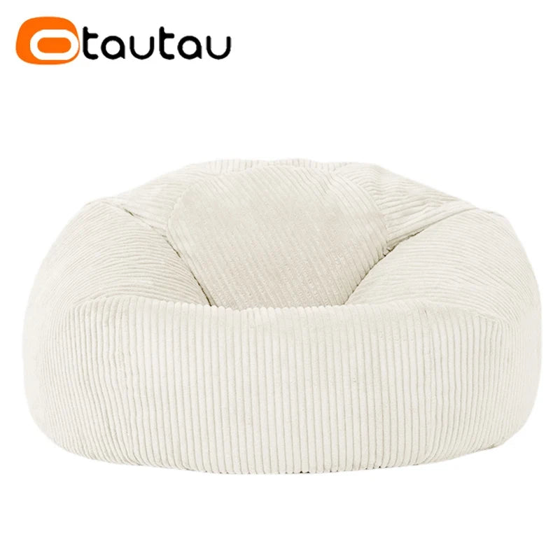 OTAUTAU Corduroy Bean Bag Pouf Cover Without Filler Lazy Floor Beanbag Chair Sac Puff Ottoman Lounger Frameless Furniture DD025