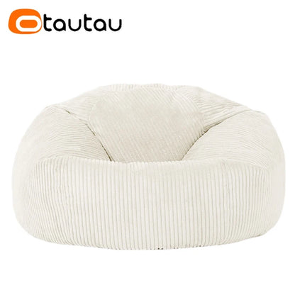 OTAUTAU Corduroy Bean Bag Pouf Cover Without Filler Lazy Floor Beanbag Chair Sac Puff Ottoman Lounger Frameless Furniture DD025