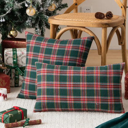 2pcs  Christmas Plaid Cushion Covers