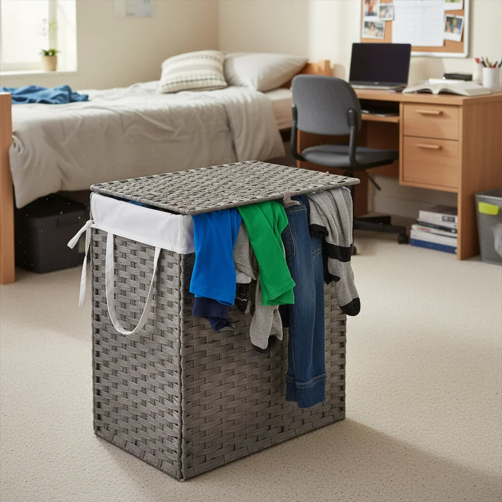 Woven Rattan Laundry Hamper with Lid