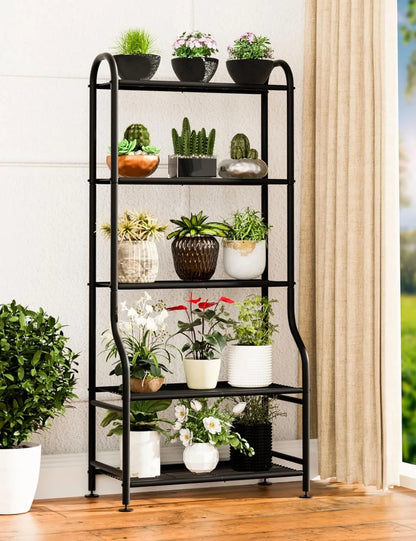 5-Tier Black Metal Plant Stand
