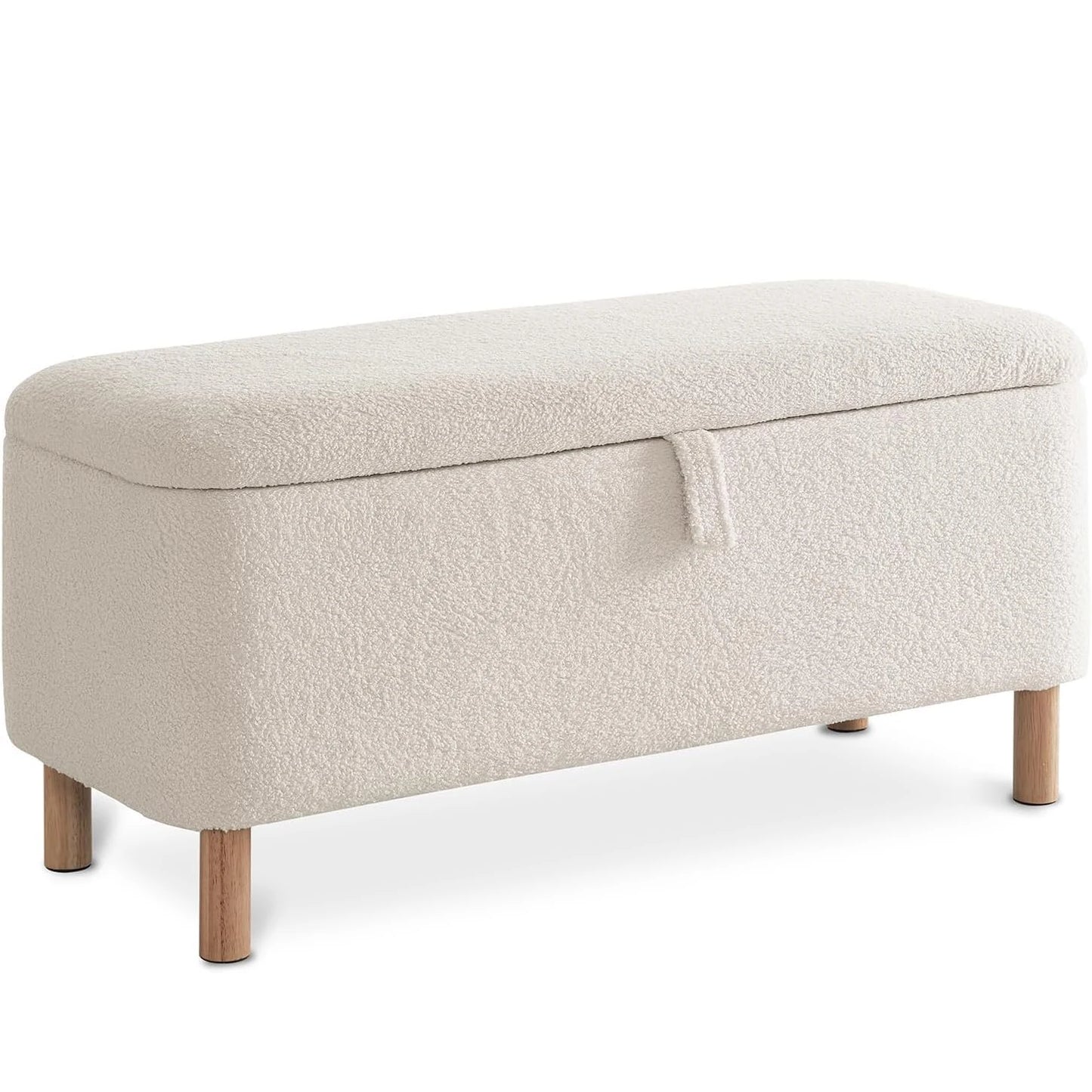39.5" Boucle Storage Ottoman Bench