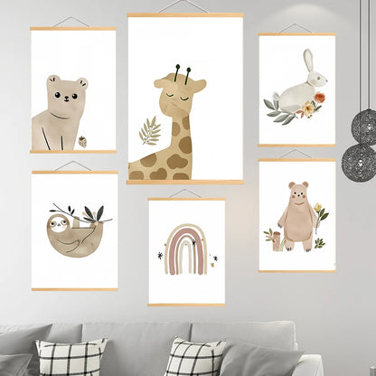 Boho Animals Wall Art Canvas Painting Kids  Decor