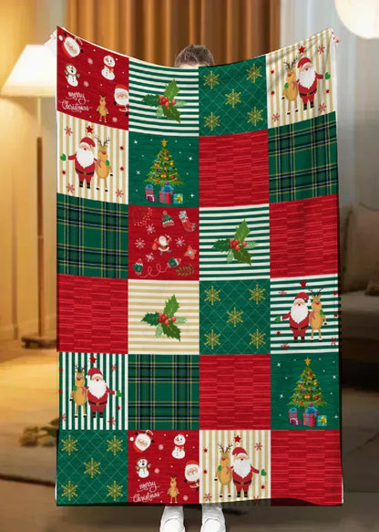 Touchat Red Sherpa Christmas Throw Blanket Fuzzy Fluffy Soft Cozy Flannel Blanket for Couch Bed Sofa Office Decoration New Year