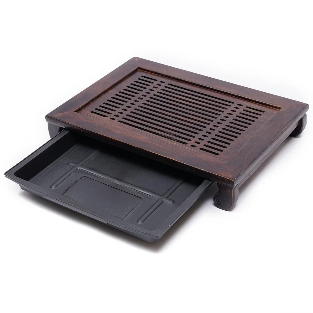 Bamboo Tea Serving Tray W/ Drawer