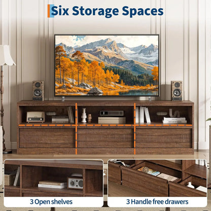 Modern TV Stand with Storage for TVs Up to 85",70 inch Media Console with Drawer & Open Shelves Mid Century Entertainment Center