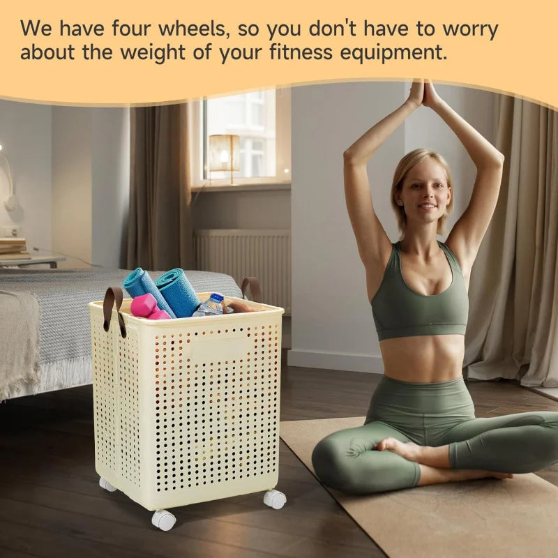 Foldable Laundry Basket with Wheels