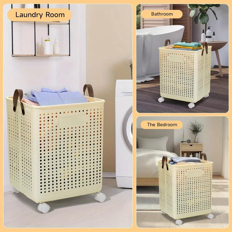 Foldable Laundry Basket with Wheels