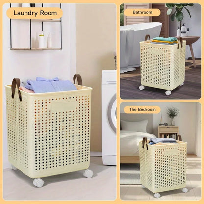 Foldable Laundry Basket with Wheels