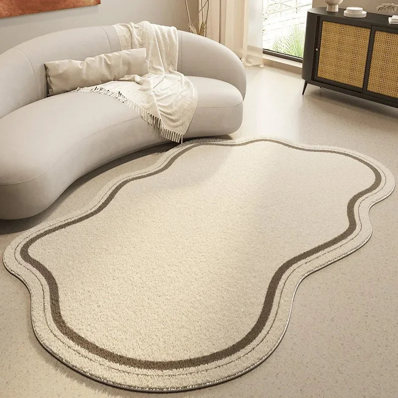 Cream Style Irregular Carpet Minimalist Rugs