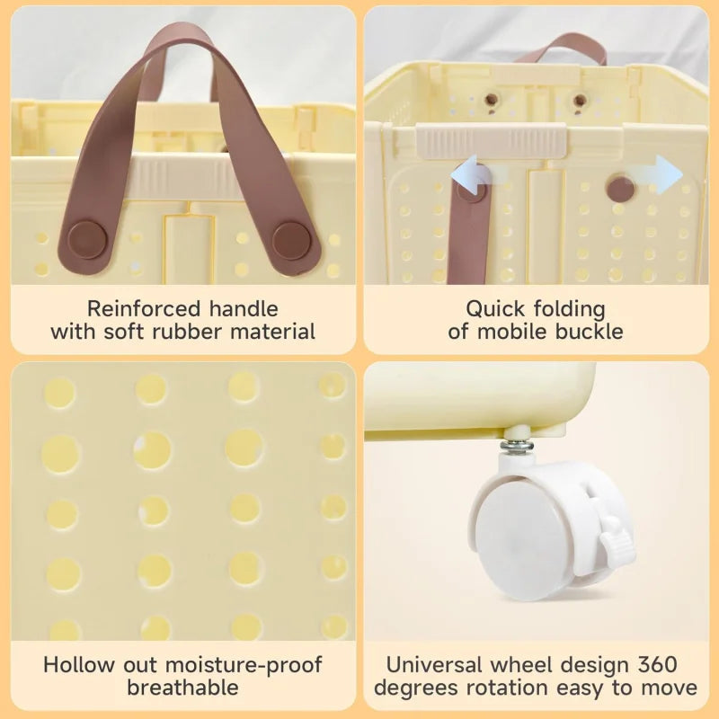 Foldable Laundry Basket with Wheels