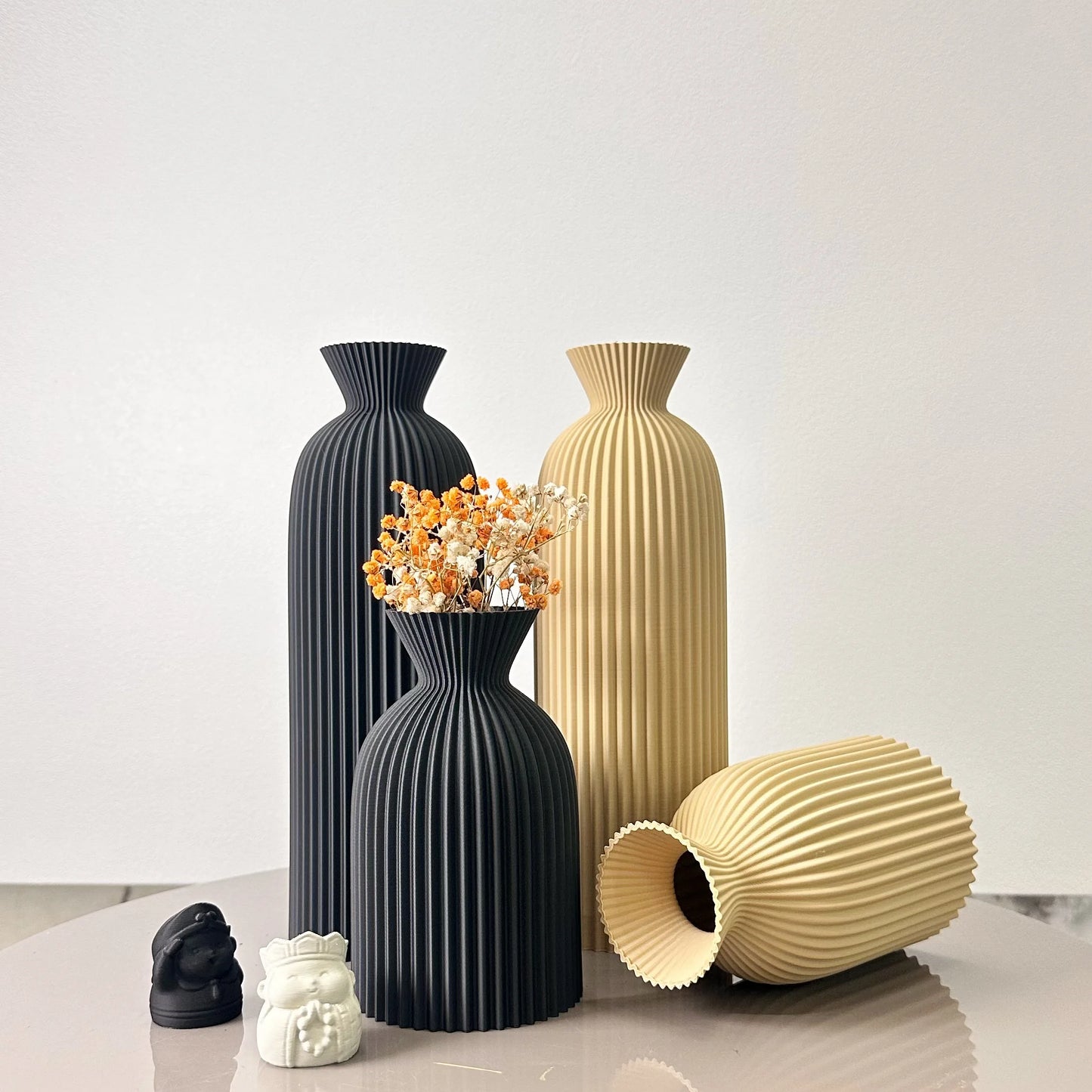 2-Piece Set of Wavy Pattern Art Dry Vase, Dried Flower Vase