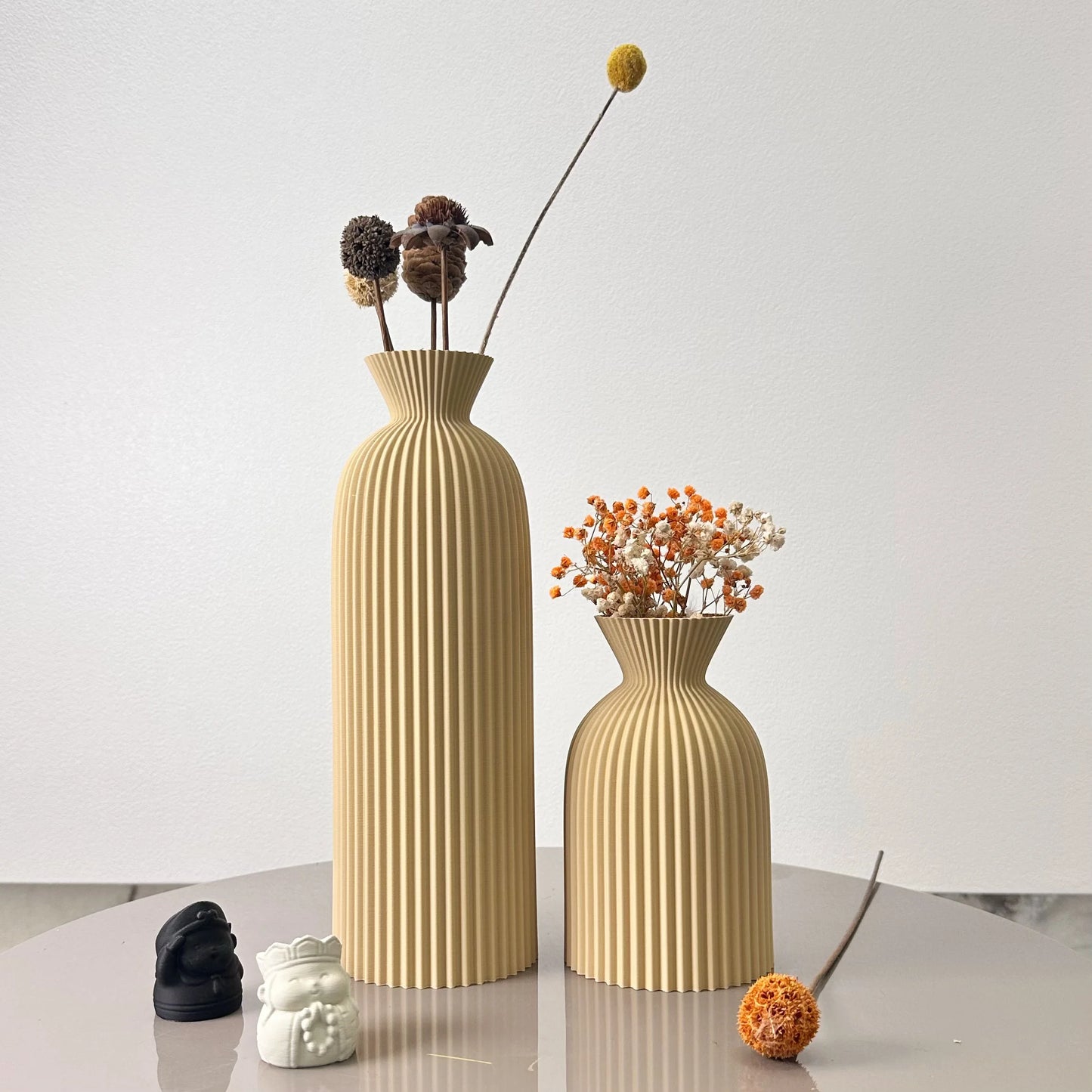 2-Piece Set of Wavy Pattern Art Dry Vase, Dried Flower Vase
