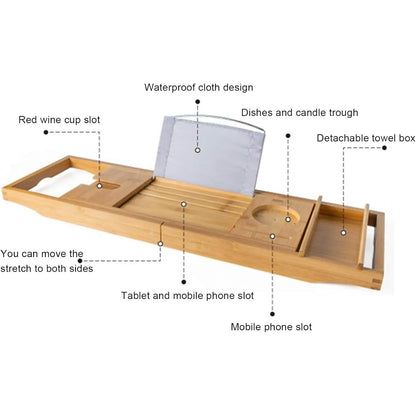 Bamboo  Bathtub  Expandable Holder Rack
