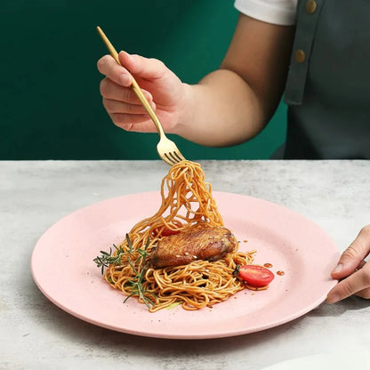1/10Pcs Round Plastic Dish Lightweight Wheat Straw Plates