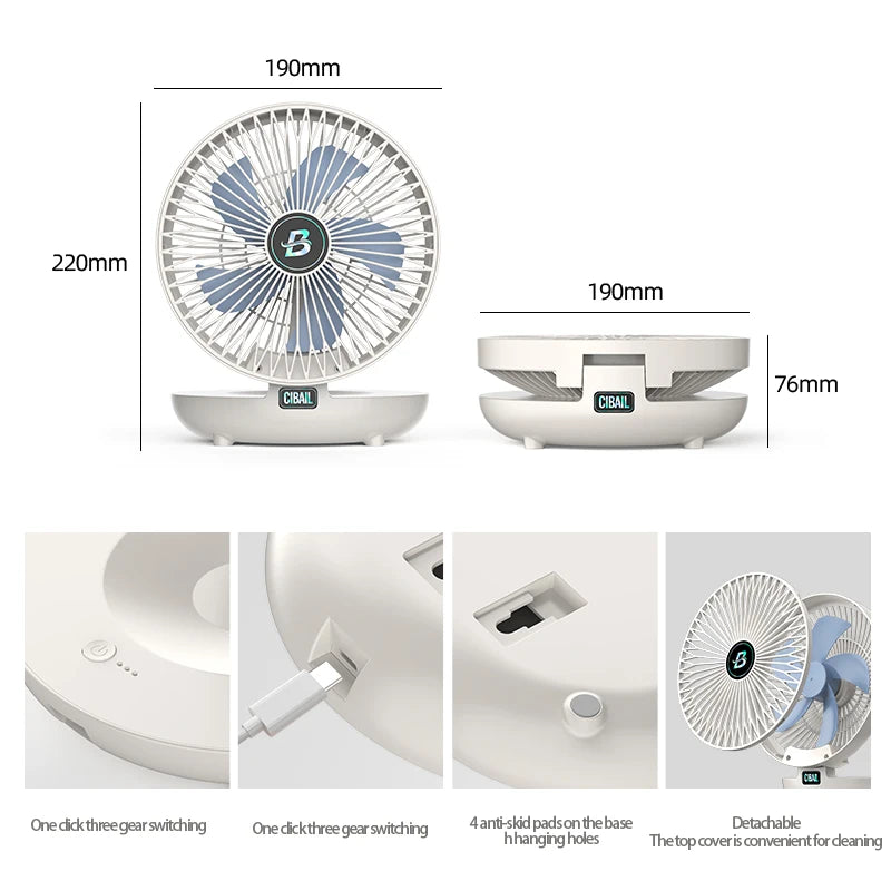 Three-Speed Adjustable Fan Usb Charging Home Dormitory, Desktop Mini Portable Electric Fan Folding Convenient Storage