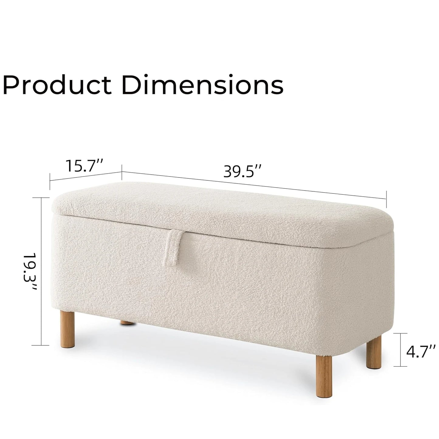 39.5" Boucle Storage Ottoman Bench