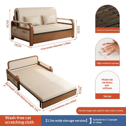 Light Luxury Foldable Sofa Bed ,Single Double Retractable Pull Out Multifunctional