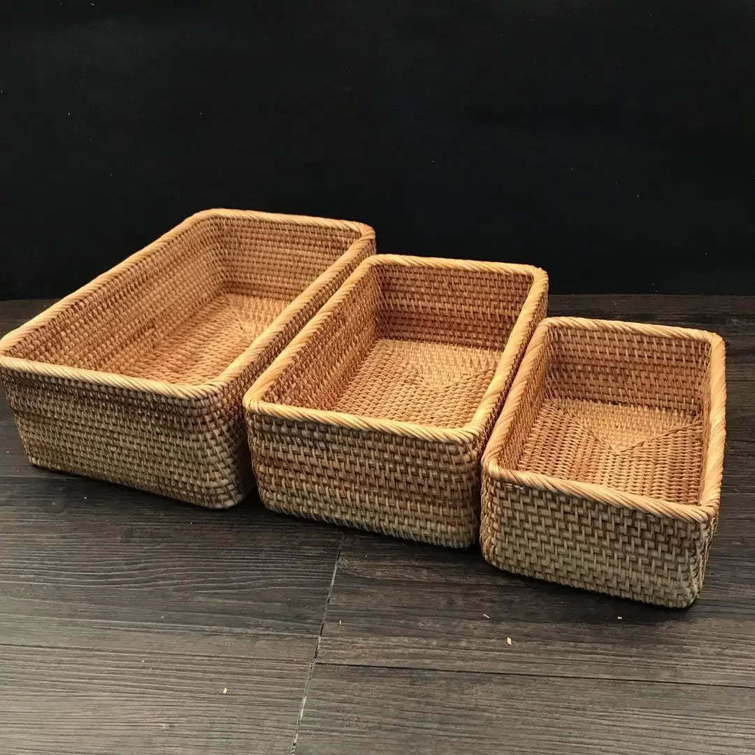 Rectangular Rattan Storage Baskets