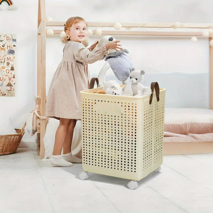 Foldable Laundry Basket with Wheels