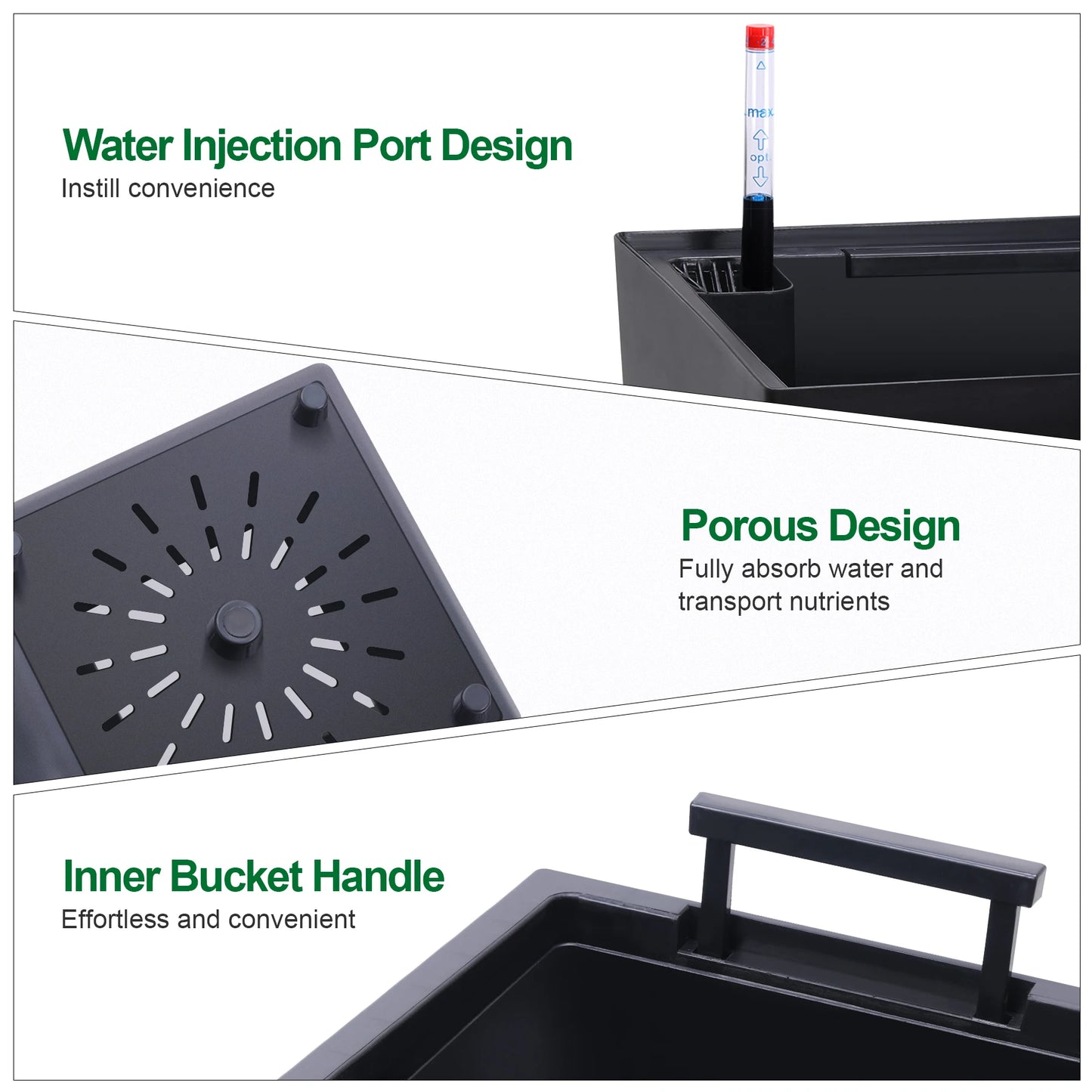 2pcs Planters Outdoor Indoor Planter Pots, High Front Porch Planter Pots with Drainage Holes Auto Watering,