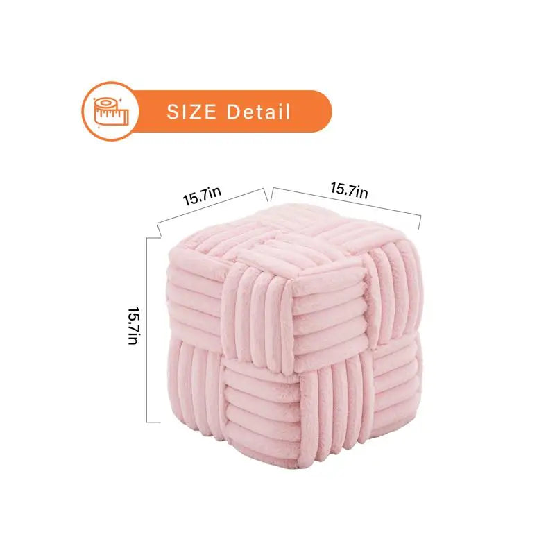 Pink Corduroy Square Ottoman