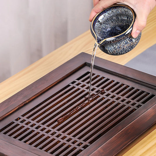 Bamboo Tea Serving Tray W/ Drawer