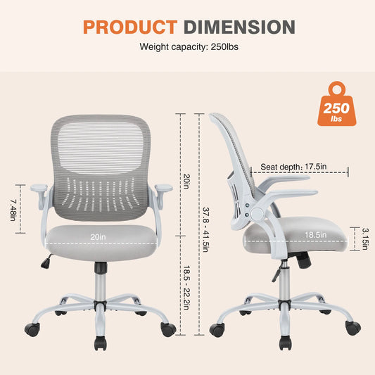 Ergonomic Mesh Backrest Office Desk Chair Adjustable Height Computer  Chairs With Wheels For Home