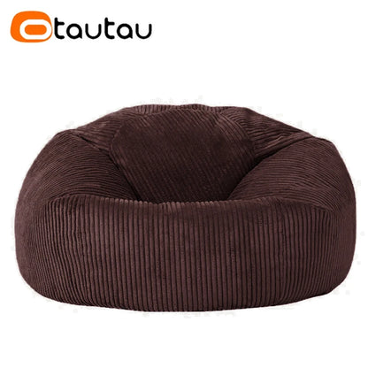 OTAUTAU Corduroy Bean Bag Pouf Cover Without Filler Lazy Floor Beanbag Chair Sac Puff Ottoman Lounger Frameless Furniture DD025