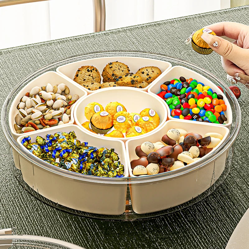 Multi Compartment Clear Divided Rotating Serving Tray