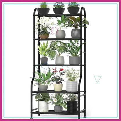 5-Tier Black Metal Plant Stand