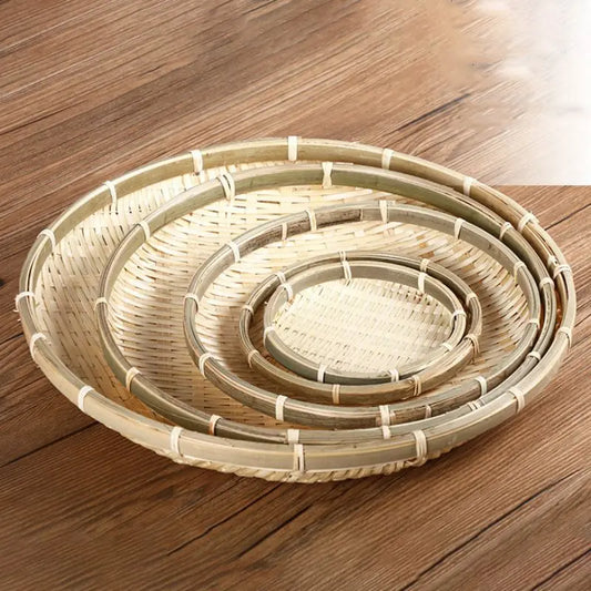 Bamboo Basket Woven Kitchen Storage Tray