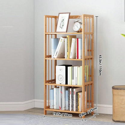 Narrow 4 Or 5 Tier Wooden Bookcase, Senmeo Bamboo Bookshelf With Adjustable Shelves,