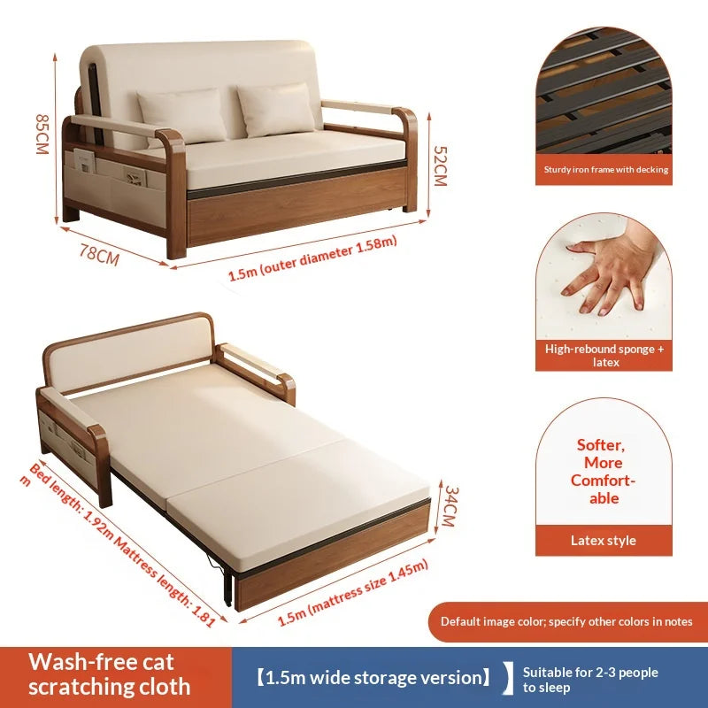 Light Luxury Foldable Sofa Bed ,Single Double Retractable Pull Out Multifunctional